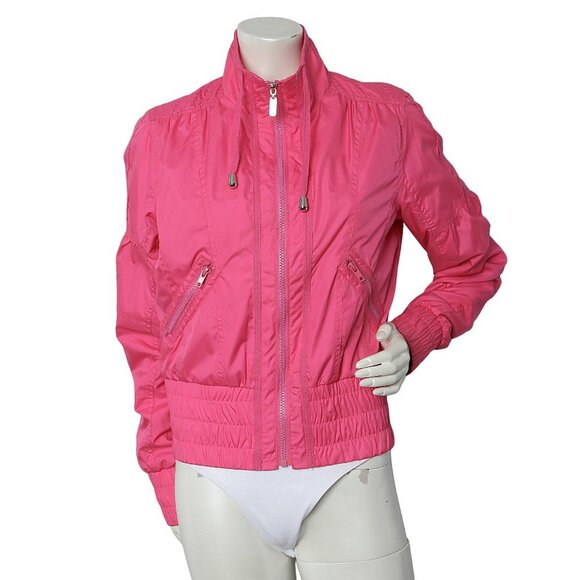 VINTAGE Y2K XOXO Hot Pink Bomber Jacket Windbreaker Retro Full Zip Barbiecore - Picture 3 of 13